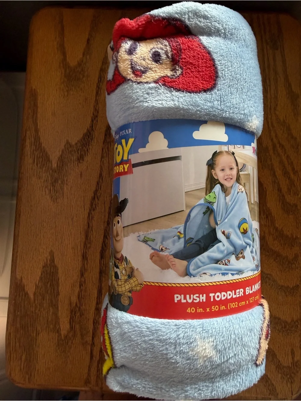 Disney Blue Toy Story Plush Toddler Blanket with Character Trim